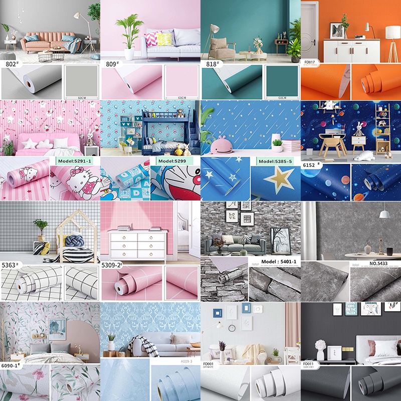 giấy dán tường KT 45cmx10m sẵn keo giấy dán tường phòng ngủ giả gạch giả xi măng bê tông