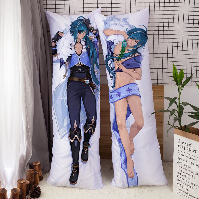 【Ready Stock】Genshin Impact long Body Pillow Cover Peach Skin Pillowcase Double Sided Print girl gift
