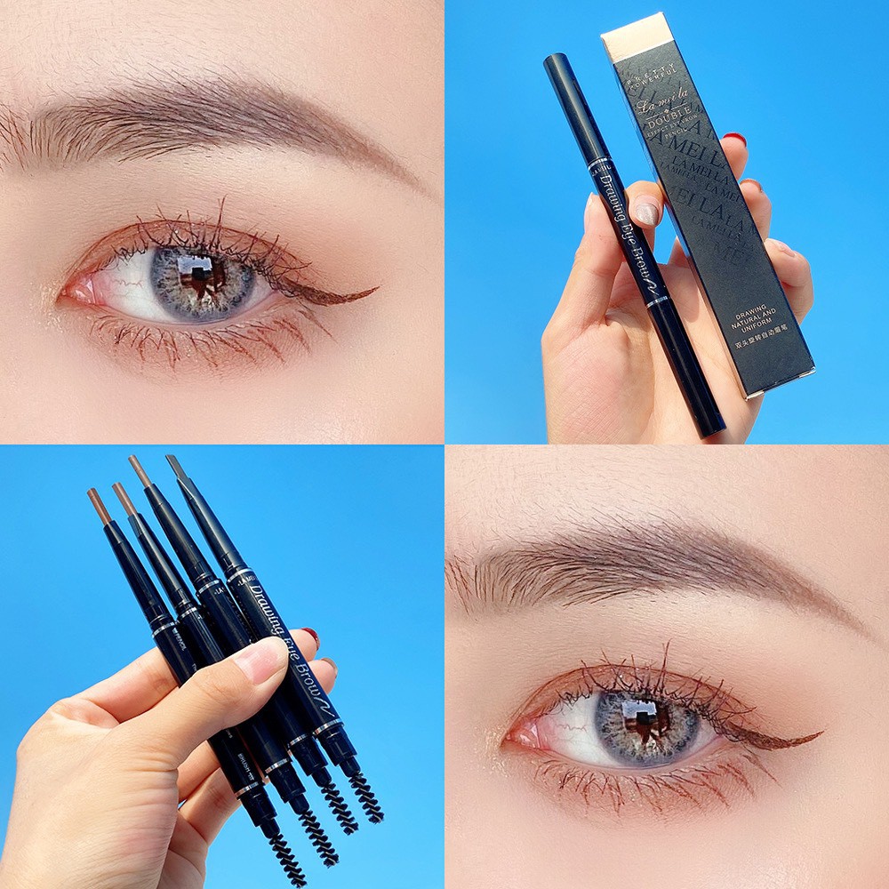 Chì Kẻ Mày 2 đầu LAMIELA DOUBLE long lasting eyebrow nội địa lâu trôi mềm mịn dễ kẻ sỉ rẻ NGỰA BEAUTY