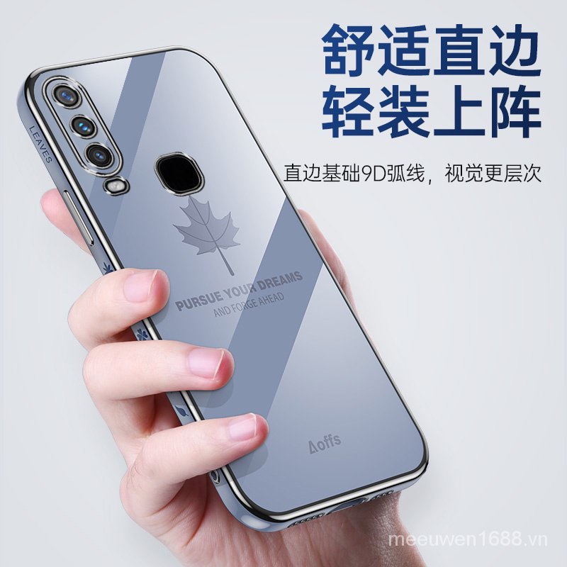 Ốp điện thoại QIANZI in họa tiết lá phong cho Vivo Y19 Vivo Y19
