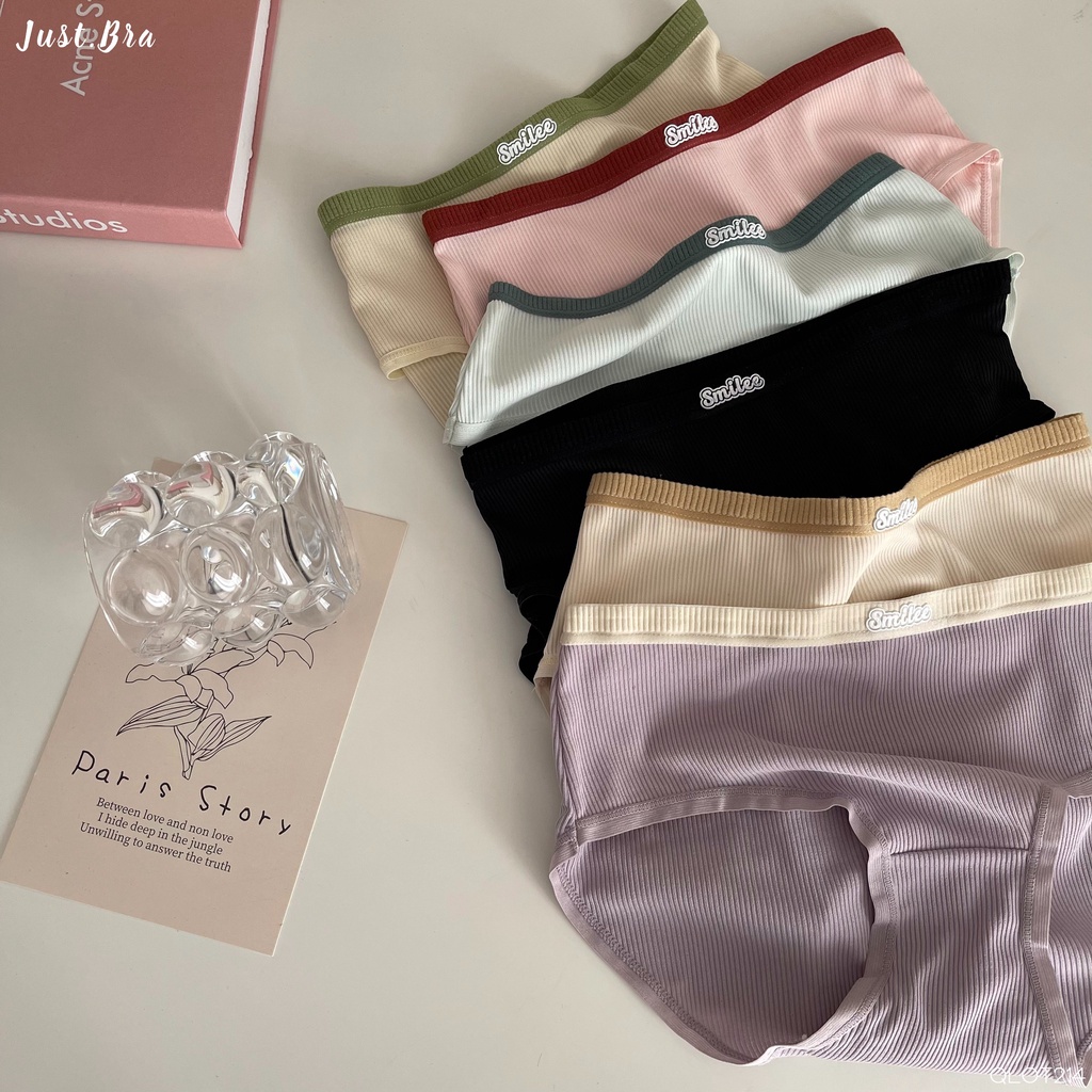 Set 5 quần lót nữ Just Bra chất liệu cotton gân mỏng nhẹ viền màu sắc cá tính QLOT214