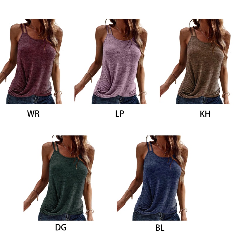 Áo Thun Hai Dây Dáng Ôm Viền Xoắn Độc Đáo Cho Nữ ONERI