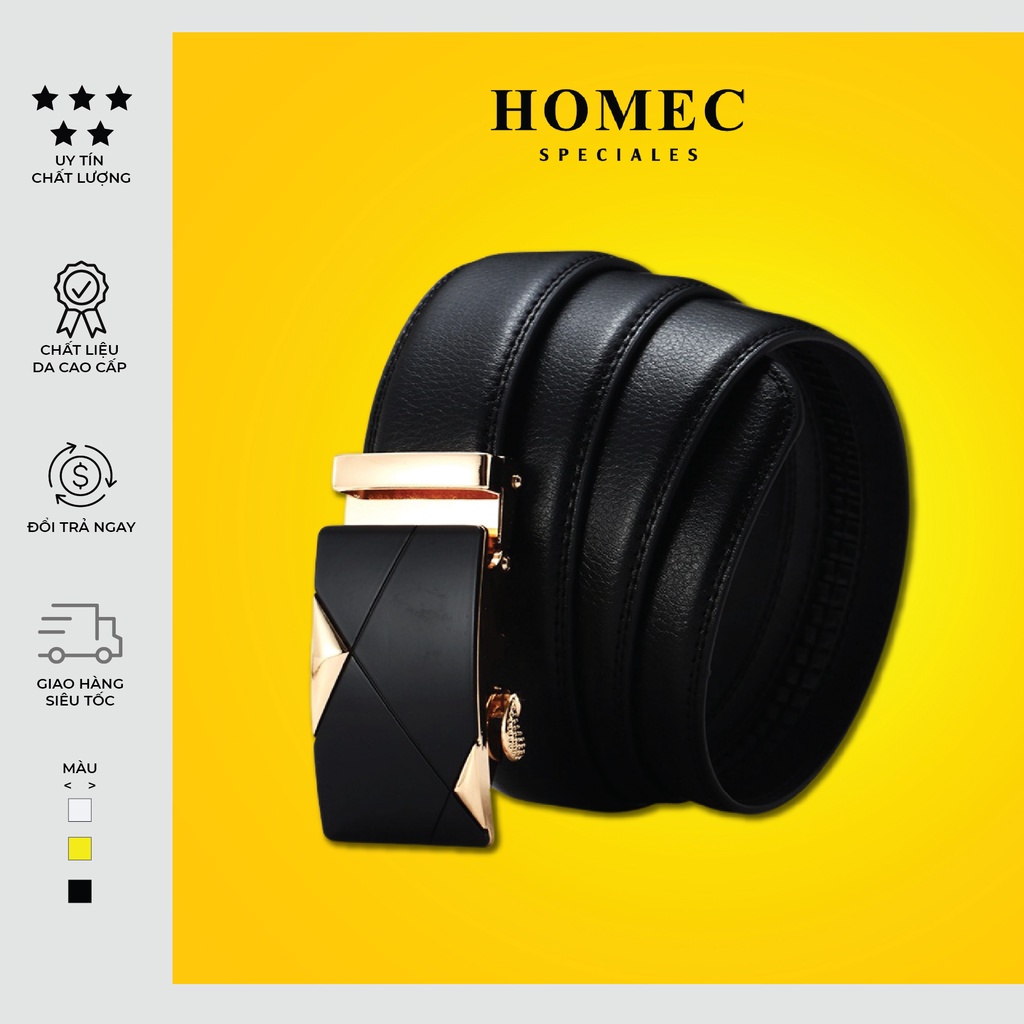 Thắt lưng Nam chất liệu da cao cấp HOMEC 09 khóa tự động kiểu dáng hiện đại - Dây lưng nam cao cấp – HOMEC