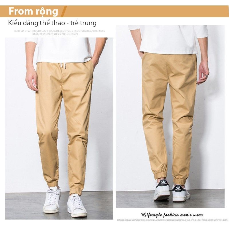 0Quần jogger thể thao nam kaki kiểu bó ống Hàn Quốc chất vải đẹp ống bó