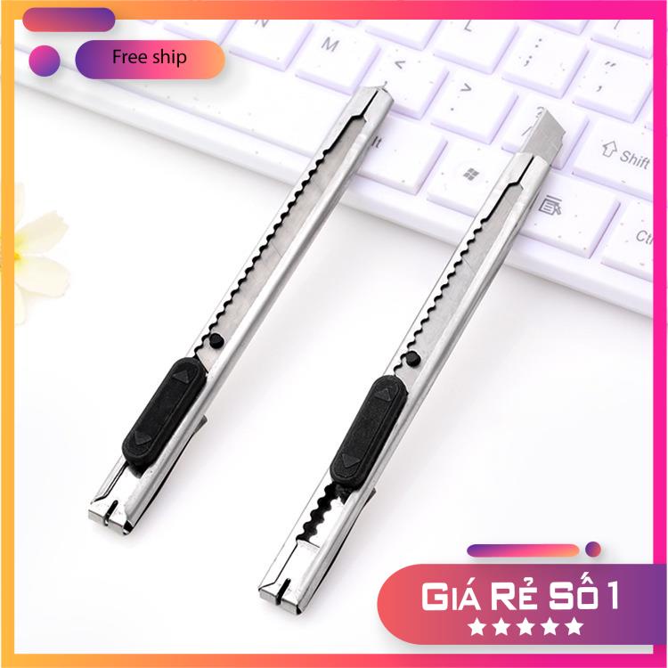 Dao Rọc Giấy, Cắt Giấy Văn Phòng Vỏ Kim Loại - Lưỡi Dao Thép Siêu Sắc