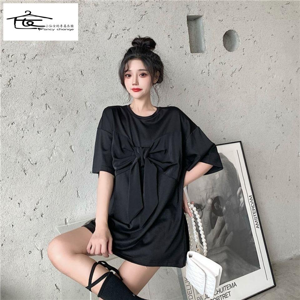 Áo Thun Tay Ngắn Phối Nơ Phong Cách Hàn Quốc Dành Cho Nữ