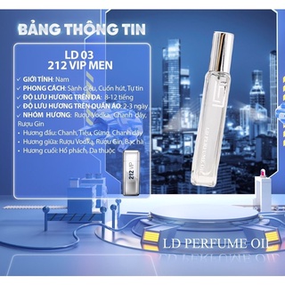 Tinh dầu nước hoa pháp 212 vip men 12ml ld perfume oil dạng xịt mùi hương cuốn hút sành điệu