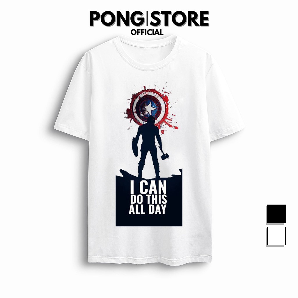 Áo thun tay lỡ form rộng nam nữ BST CAPTAIN AMERICA - Áo thun unisex cổ tròn chất thun co giãn thoáng mát PONGSTORE