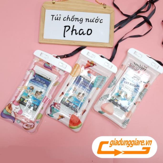Túi đựng điện thoại chống nước viền PHAO  không ảnh hưởng cảm ứng màn hình có dây đeo du lịch - giadunggiare.vn