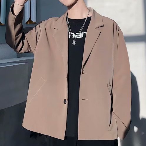 Áo khoác blazer màu trơn kiểu Hàn thanh lịch dễ phối đồ cho nam
