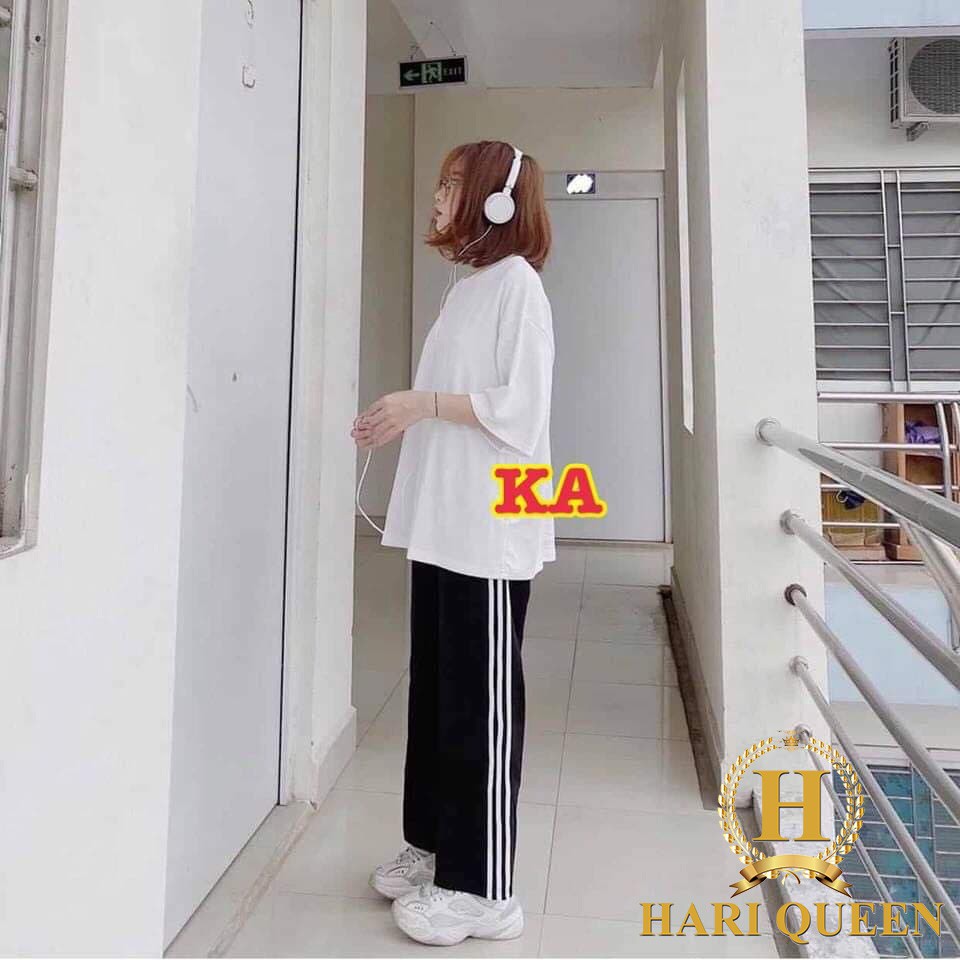 FREE SHIP ĐƠN TỪ 50K Sét áo trơn+ quần rộng 3 sọc KAN0620 1