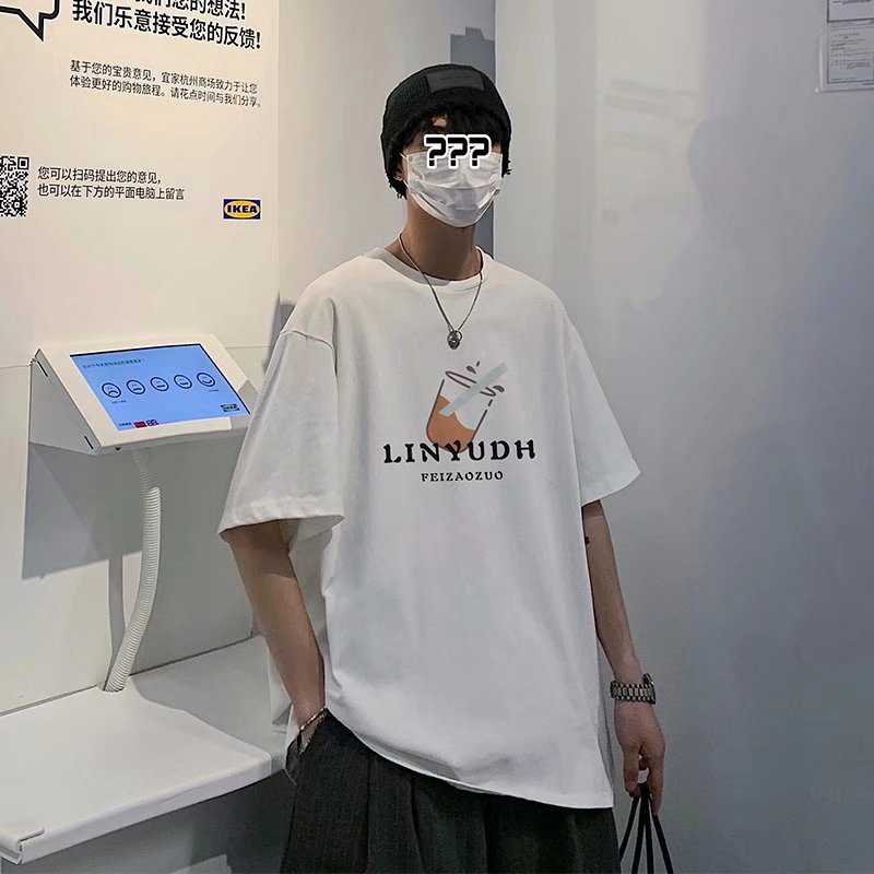 Áo thun tay ngắn oversize in chữ LINYUDH thời trang cho nam và nữ size M-5XL