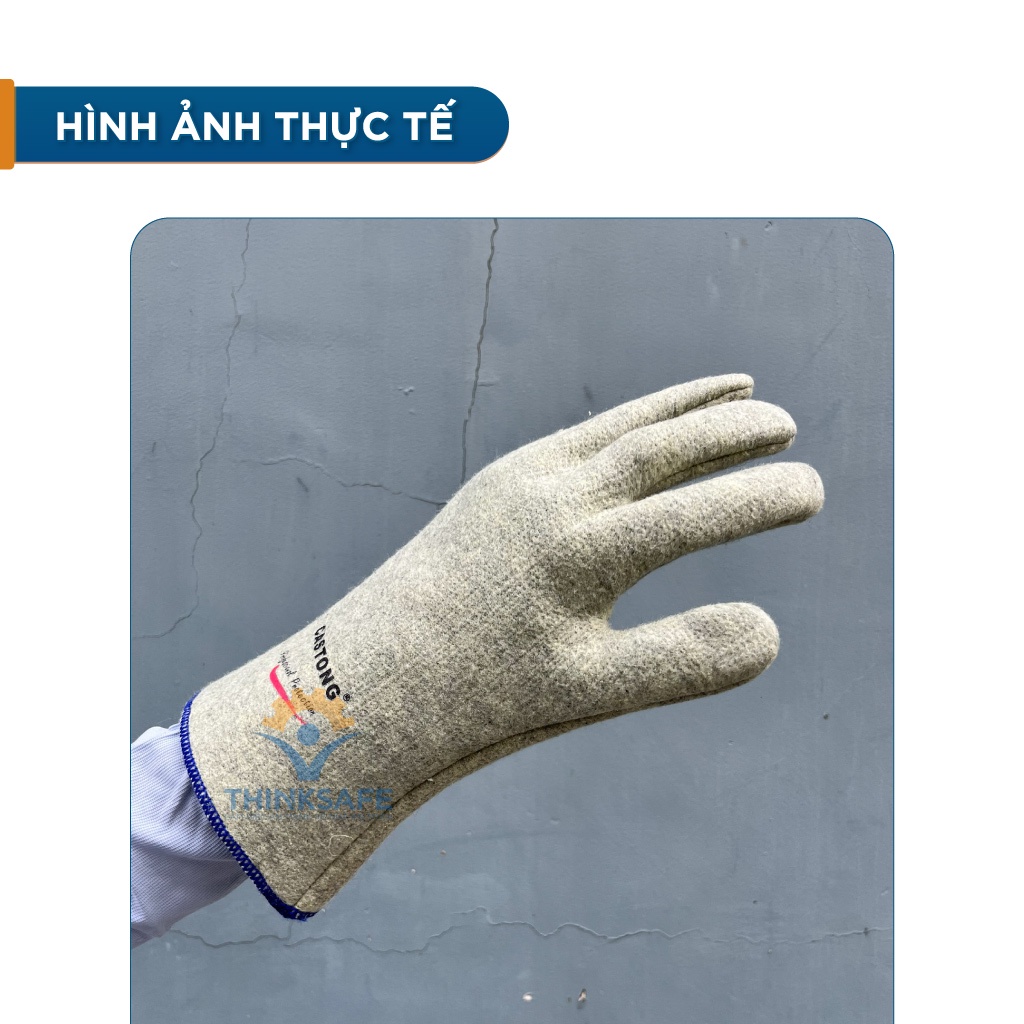 Găng tay chịu nhiệt 300 ĐỘ Castong xám, chống nóng, chịu nhiệt, cách nhiệt nhiều lớp, hấp thụ mồ hôi - THINKSAFE