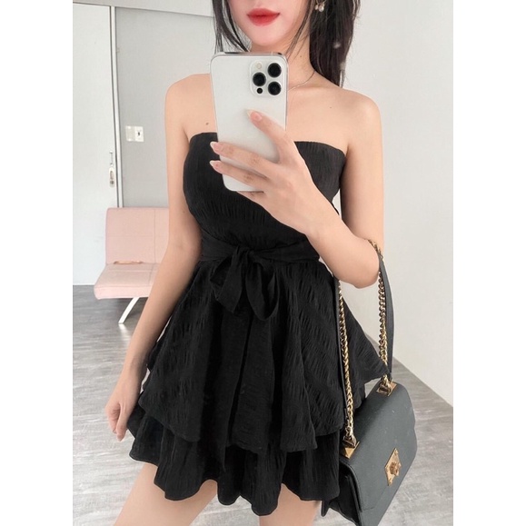 Set đầm cúp xanh mint đen hồng + áo khoác trắng | BigBuy360 - bigbuy360.vn