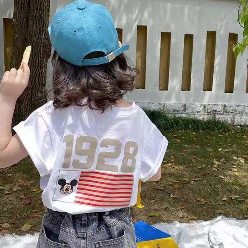 Áo thun thể thao tay ngắn in hoạ tiết hoạt hình kiểu Hàn Quốc dễ thương cho bé gái