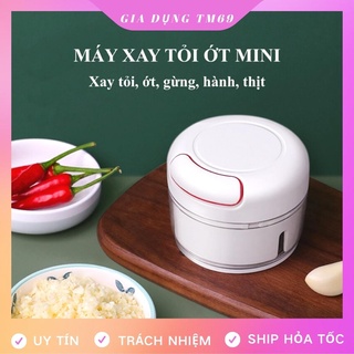 Máy Xay Tỏi Ớt Mini Cầm Tay Say Thịt Củ Quả Đa Năng Kéo Tay, Dụng Cụ Xay Tỏi Ớt Bằng Tay Tiện Lợi