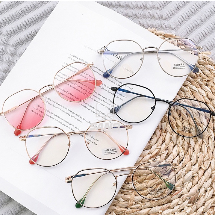 Round Spek Spec Anti Blue Light Blocking Glasses Anti-blue computer metal frame Women Eyeglasses cermin mata