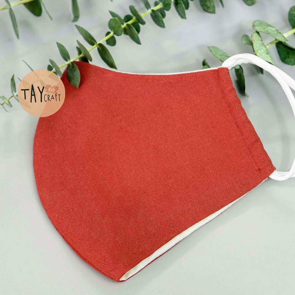 Khẩu trang linen trơn handmade có nút tăng giảm dây