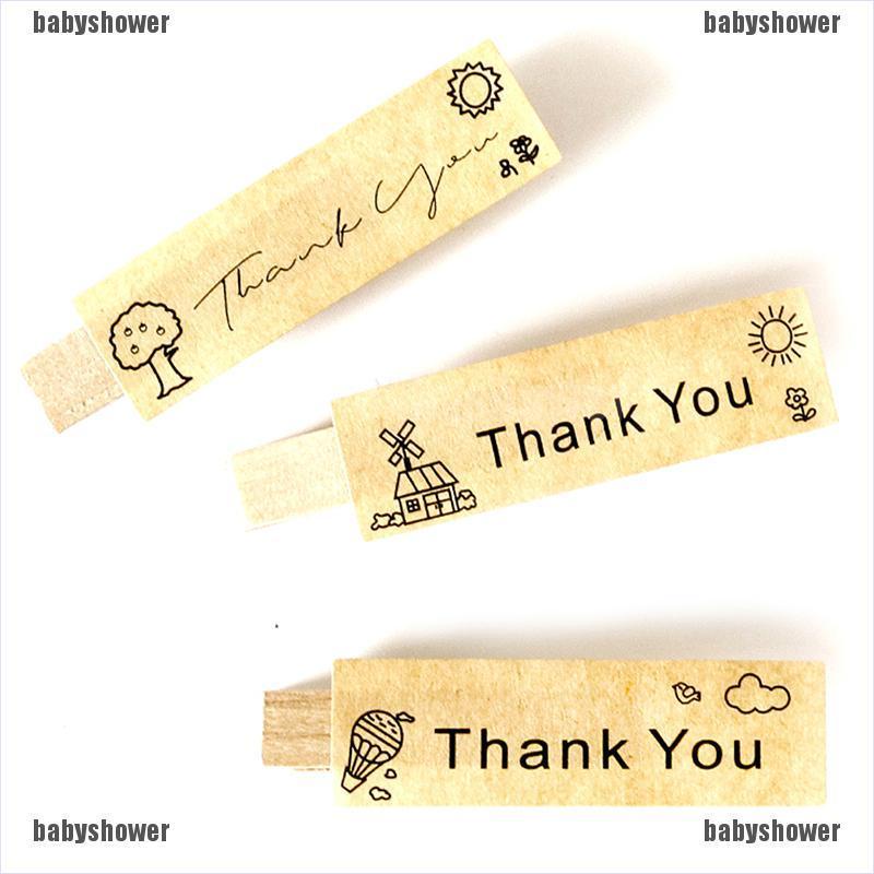 （babyshower）120pcs Kraft Thank You Stickers Creative Handmade Craft Envelope Sealing Labels
