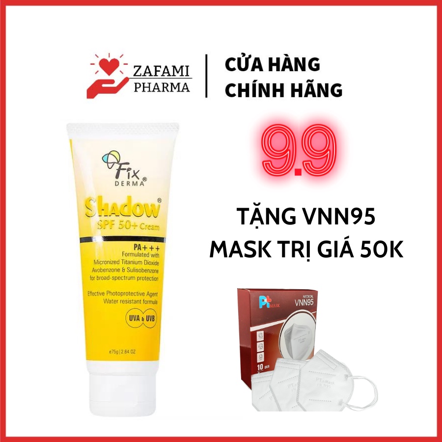 Kem chống nắng Fixderma Shadow toàn thân SPF50+ trắng da nâng tone cho da nhạy cảm (75g) Zafami Pharma