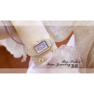 Đồng hồ thời trang nữ Bee Sister mặt hình chữ nhật viền đính đá sang trọng BS22