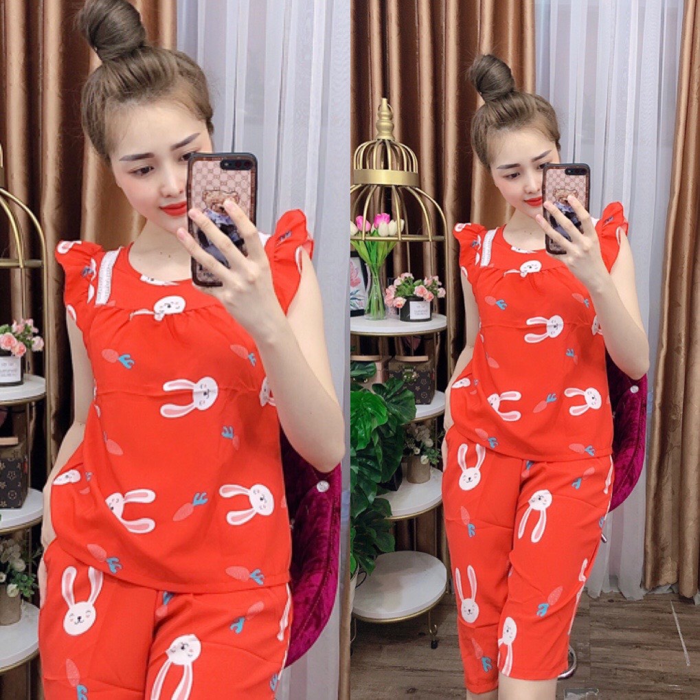 ĐỒ BỘ MẶC NHÀ - ĐỒ BỘ LỤA HỌA TIẾT HÌNH THÚ DỄ THƯƠNG - LUA20