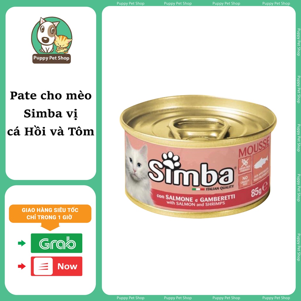 Pate Cho Mèo Simba Mousse Vị Cá Hồi Và Tôm 85gr- NHẬP KHẨU ITALIA