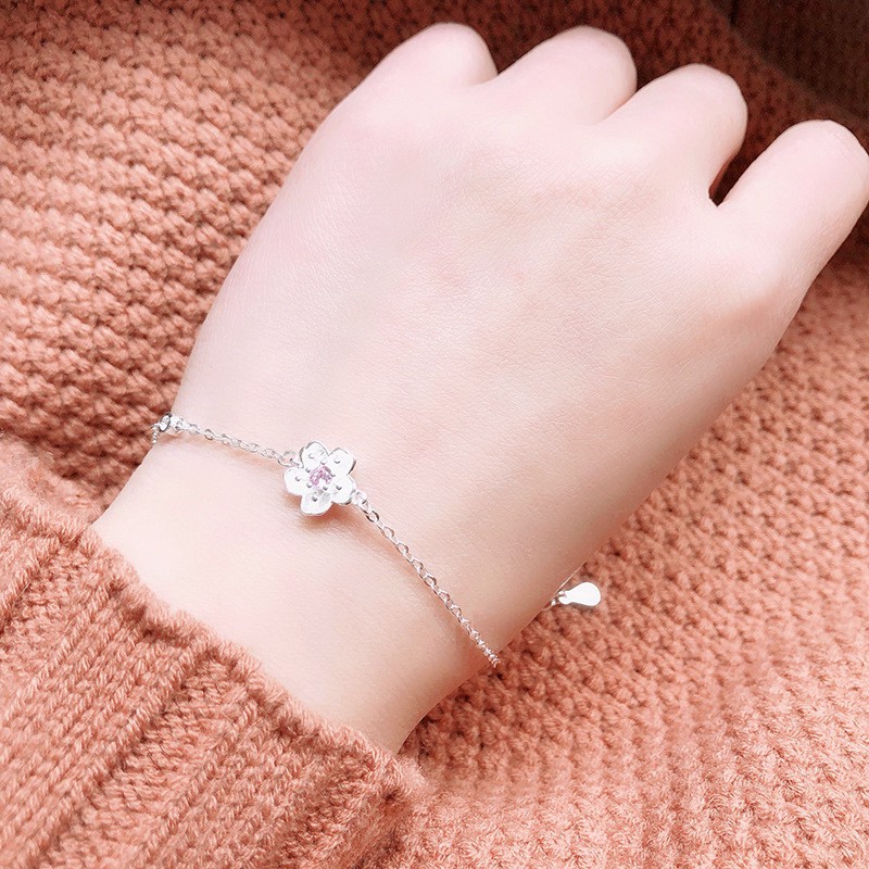 Vòng tay bạc kiểu dáng hoa đào xinh xắn phong cách Hàn Quốc ANTA Jewelry - ATJ7005