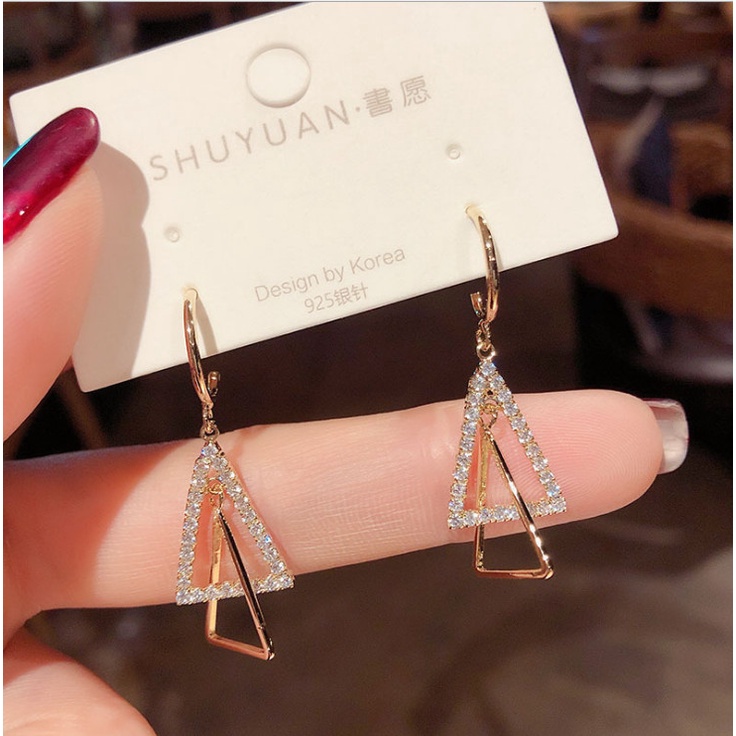 Bông Tai Khuyên Tai Nữ Hình Hoc Đính Đá