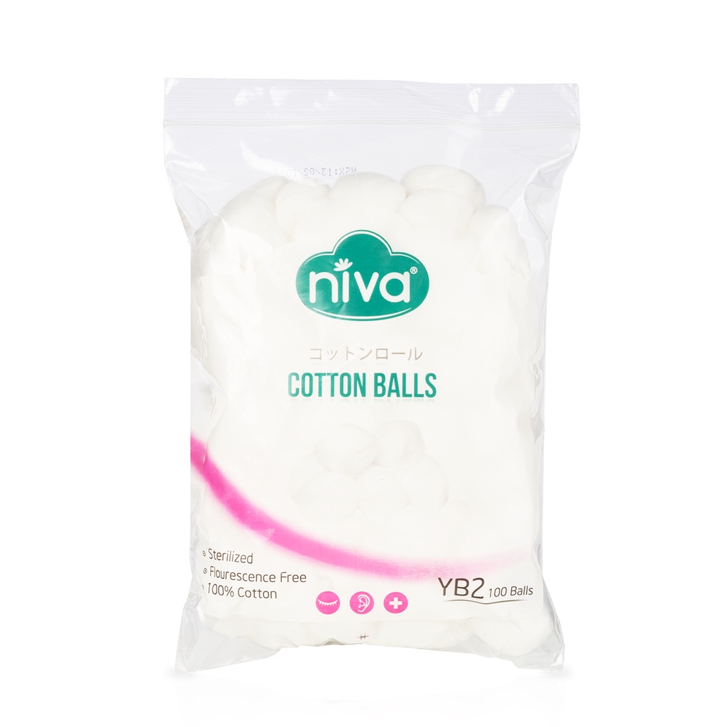 Combo 5 Gói 100 Bông Gòn Viên Tròn Y Tế NIVA Yb2 Đường Kính 27mm Nhét Tai Cho Phụ Nữ Sau Sinh