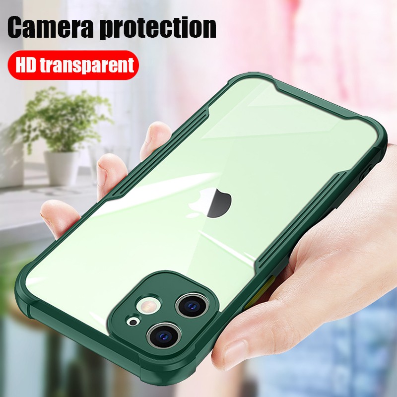 Ốp điện thoại trong suốt viền silicon có túi khí chống sốc cho iPhone 12 11 12 Mini Pro Max XS SE 2020 7 8 Plus | BigBuy360 - bigbuy360.vn
