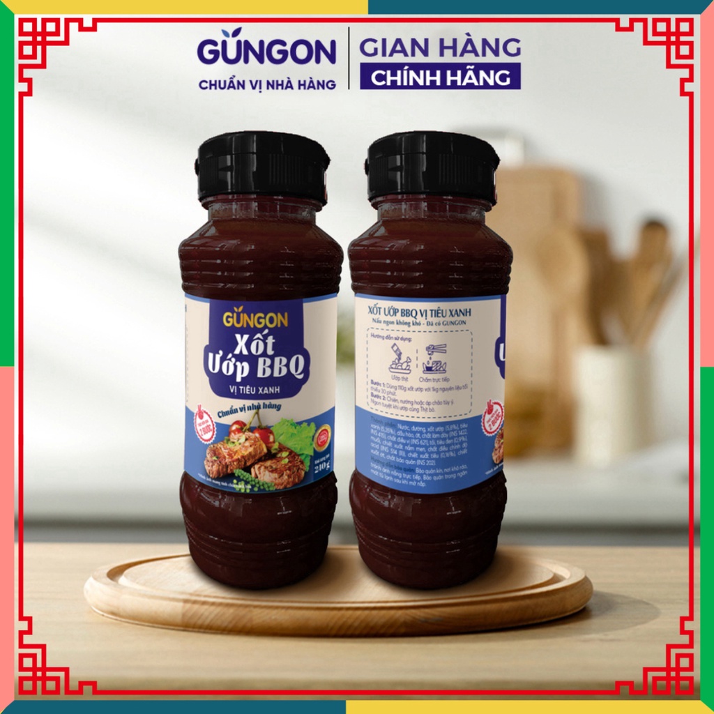 Xốt ướp BBQ vị tiêu xanh GUNGON phụ gia sốt chấm thịt nướng sâu đậm 240gr ( Đại lý Ngọc Toản)