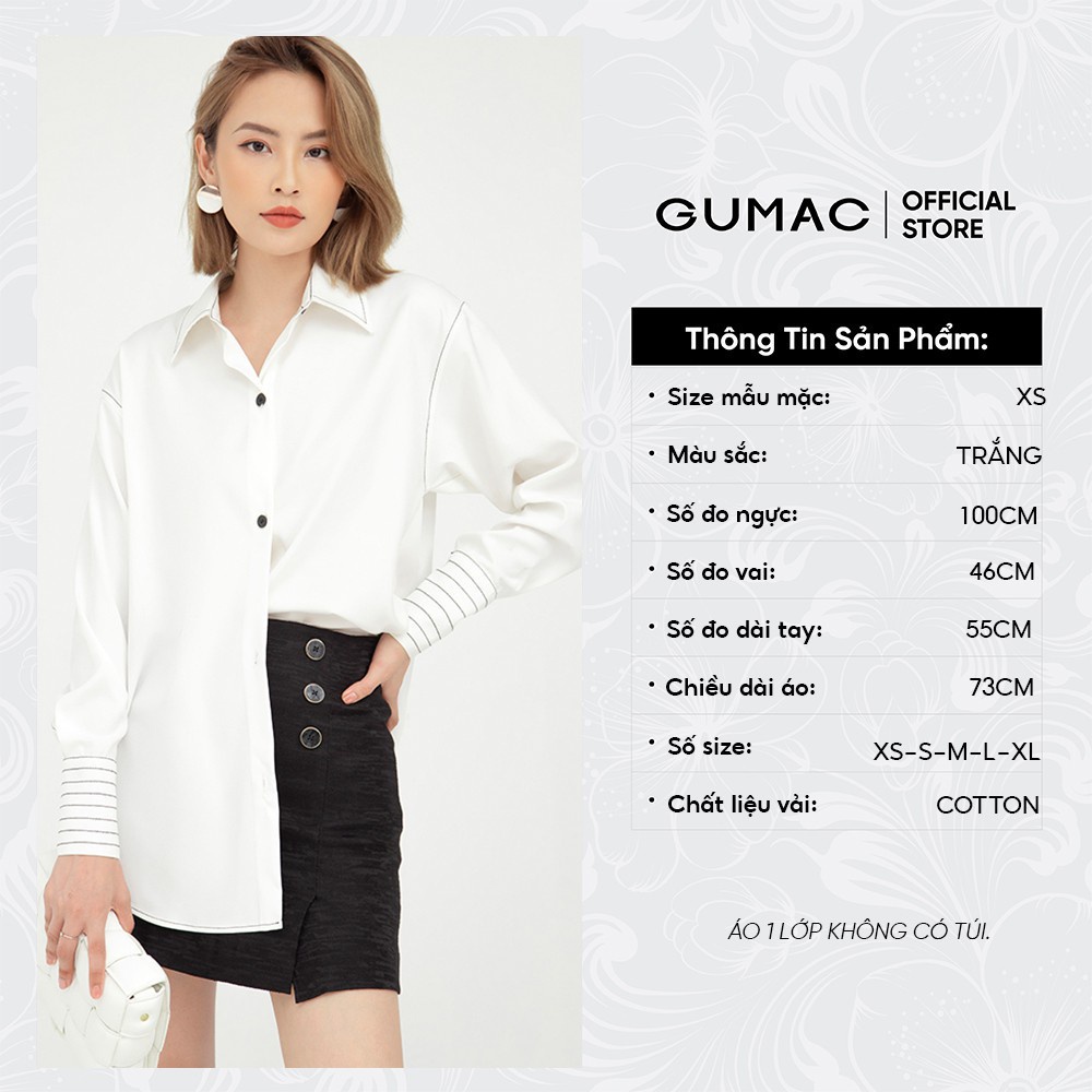 Áo sơ mi nữ Unisex GUMAC thiết kế thanh lịch màu trắng AB5133