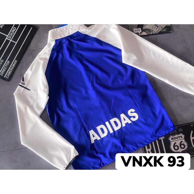 Áo Khoác Gió Nhẹ Nam Nữ 2 Lớp Chống Nắng ADIDAS Màu Xanh Trắng Thể Thao - áo gió adidas nam Nữ Form Xuông Có Dây Rút