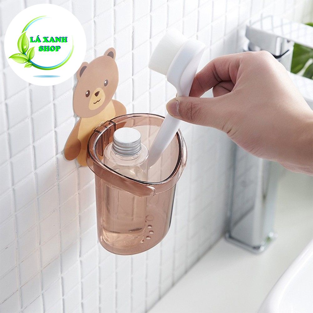 Cốc Gấu DÁN TƯỜNG - Hũ Đựng Bàn Chải Và Kem Đánh Răng Hình Gấu Dễ Thương