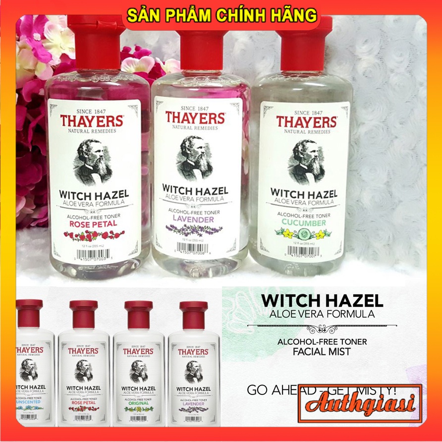 Nước Hoa Hồng Thayers Witch Hazel Toner NHH Thayer ( Best Seller ) làm sạch, se khít lỗ chân lông 355ml