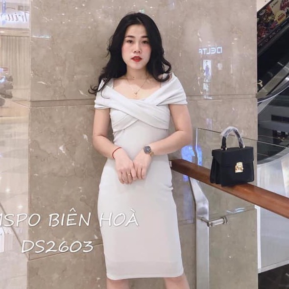 Đầm body Emspo trễ vai dây chéo ngực DS2603