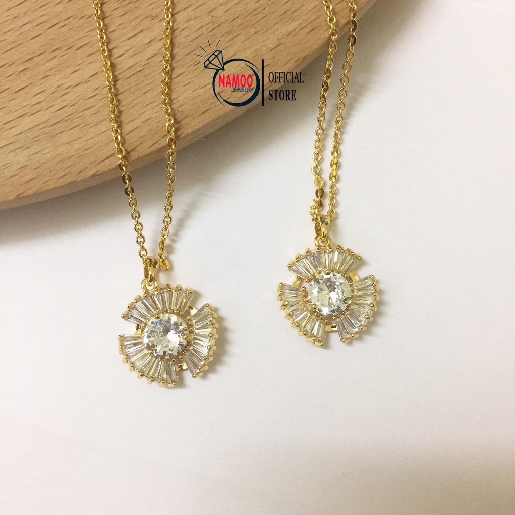 Mặt Dây Chuyền Đính Đá Nữ, Vòng Cổ Mạ Vàng V575 Namoo Jewelry