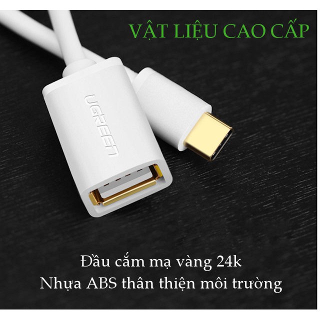 Cáp USB type C hỗ trợ chức năng OTG dài 15cm UGREEN US154 - Hàng phân phối chính hãng - Bảo hành 18 tháng