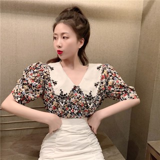 Áo sơ mi hoa cổ sen (hàng sẵn- ảnh thật)