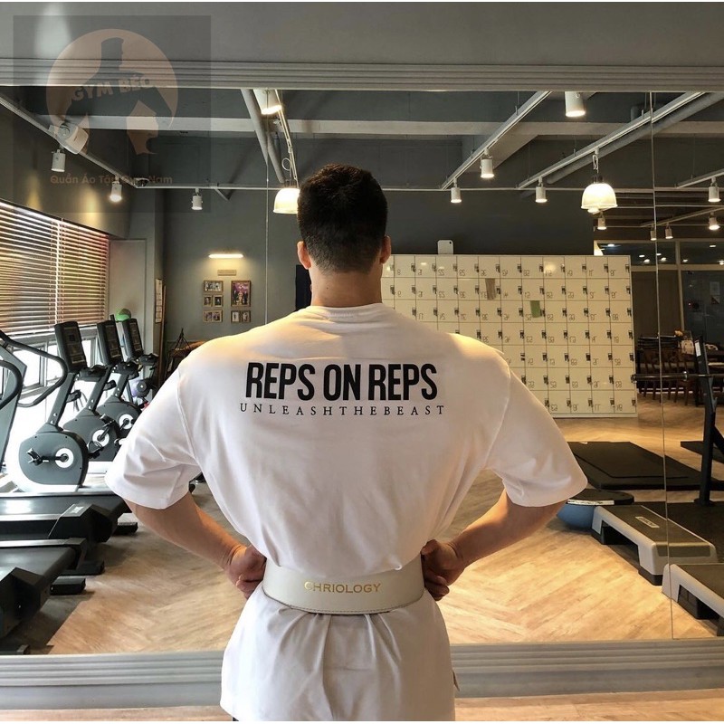 Áo oversized tập gym nam Reps on rep chất vải cotton chất đẹp, thoáng mát