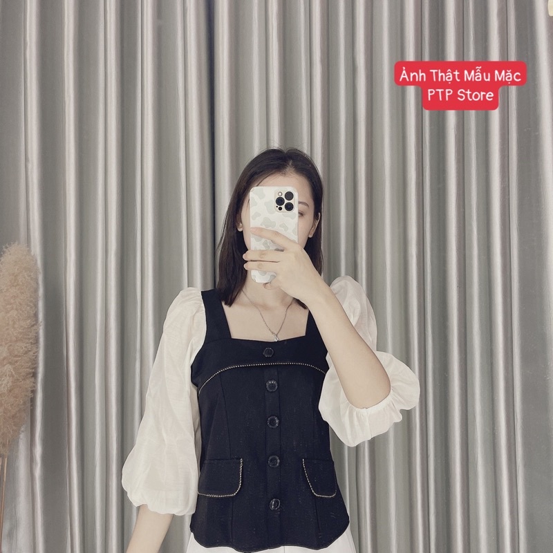 [Hàng Đẹp] Áo Umi Tay Phối Cổ Vuông, Closet of You Áo Kiểu Nữ Tay Phồng Siêu Xinh Có Ảnh Thật Kèm Video | BigBuy360 - bigbuy360.vn