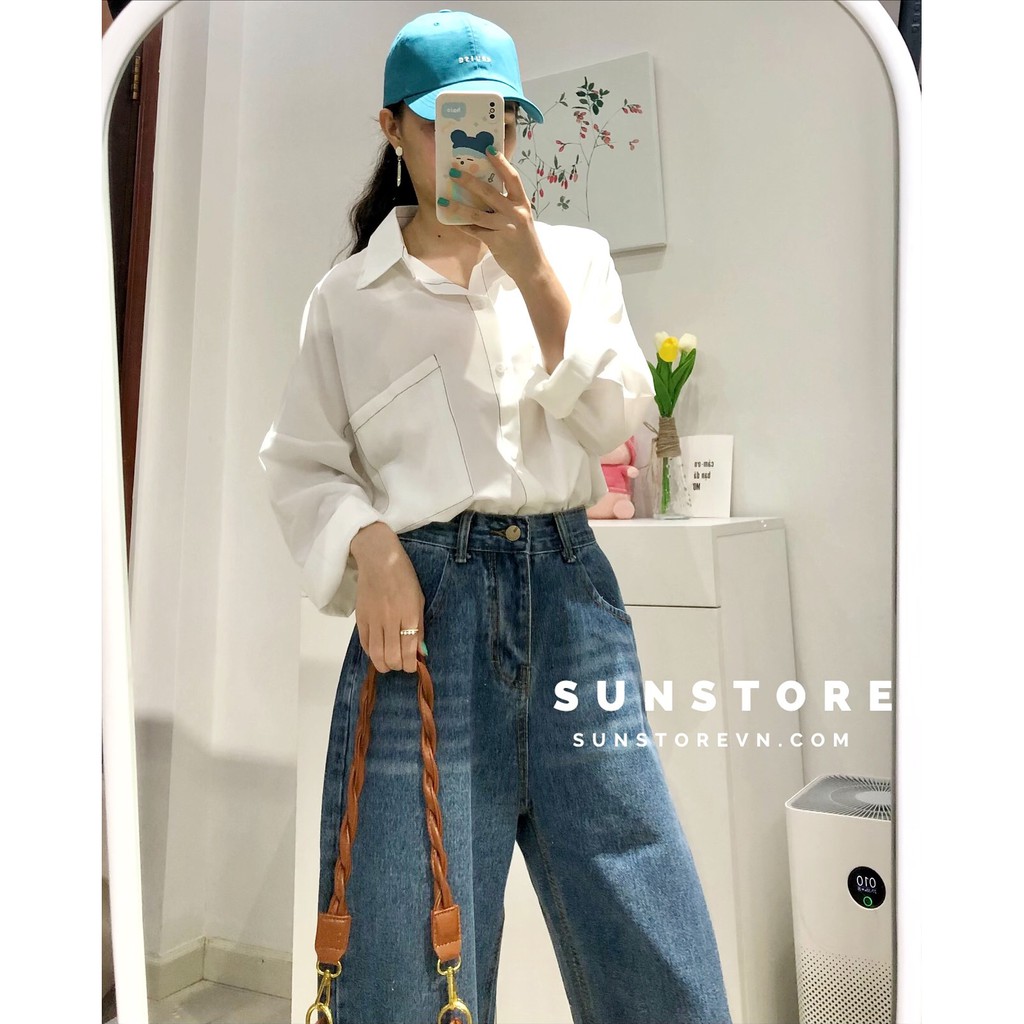 Quần jeans ống suông dáng dài simple jeans ulzzang