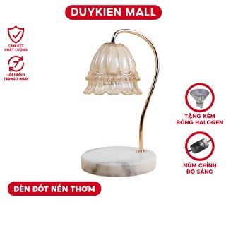 Đèn đốt nến thơm nụ hoa thủy tinh cổ điển - warmer candles gu10 - tặng kèm bóng gu10