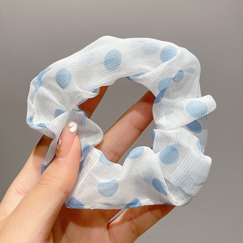 Dây cột tóc scrunchies hoa màu xanh phong cách Hàn Quốc DMX