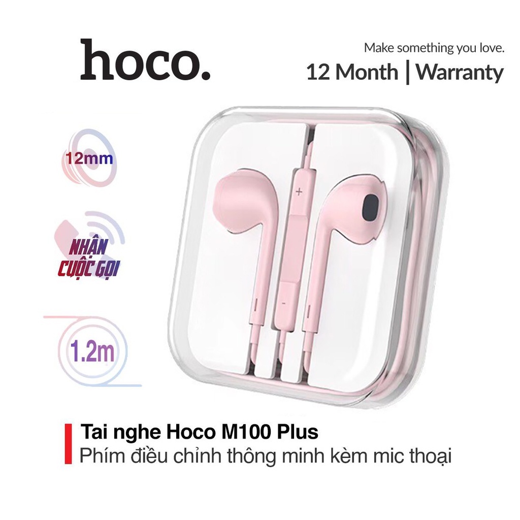 ⚡Chính Hãng⚡TAI NGHE ÂM THANH HAY HOCO M55/M100 Plus NHÉT TAI DÂY CÓ MIC JACK 3.5mm cho Điện Thoại IPhone Android