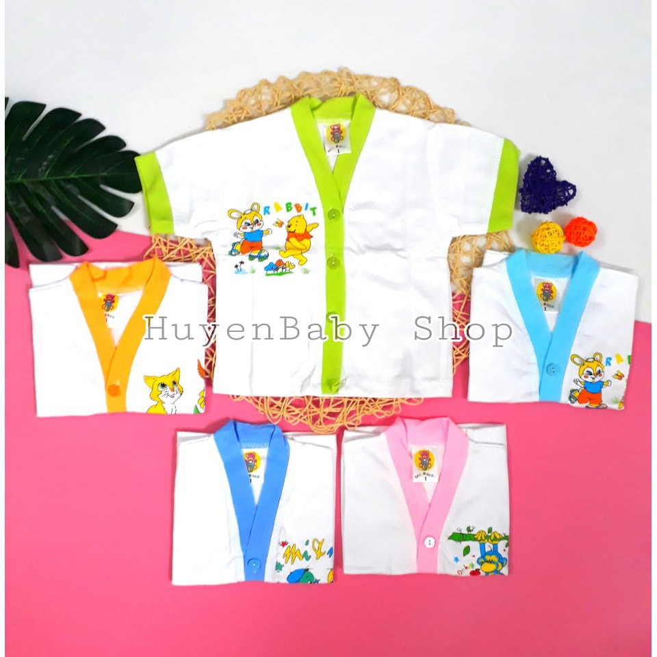 (Free ship) Bộ quần áo sơ sinh tay ngắn màu trắng Hello Baby cho bé từ 3-11,3kg loại đẹp