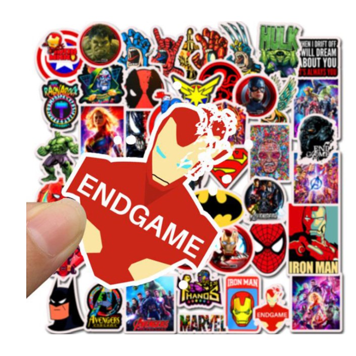 Combo sticker AVENGER nhựa PVC không thấm nước, dán nón bảo hiểm, laptop, điện thoại, Vali, xe