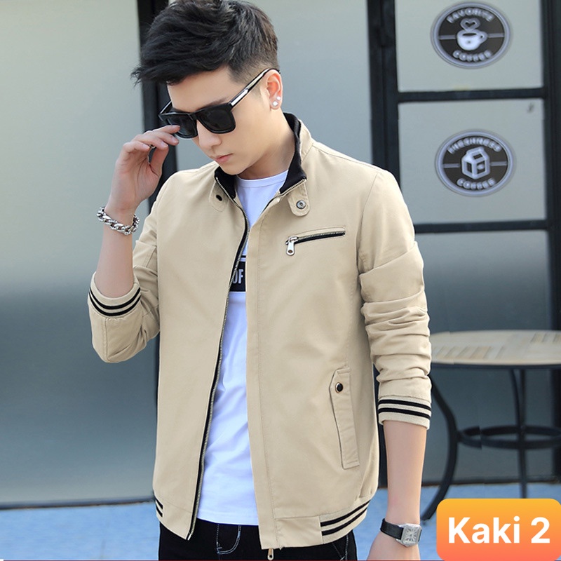 Áo khoác kaki nam nữ chất liệu kaki 2 lớp cao cấp màu xanh đen from dáng bomber tay dài LAVADO33 Nhiều mẫu mới