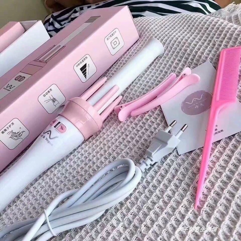 Máy Uốn Xoăn Xoay Tự Động 360 Vivid &amp; Vogue - Gậy Uốn Tóc Tự Động Làm Xoăn Cực Nhanh